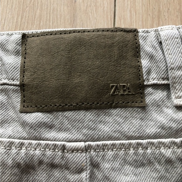 NWOT Zara Gray Denim Mini Skirt Double Waisted Size Medium Cowgirl - Picture 9 of 10